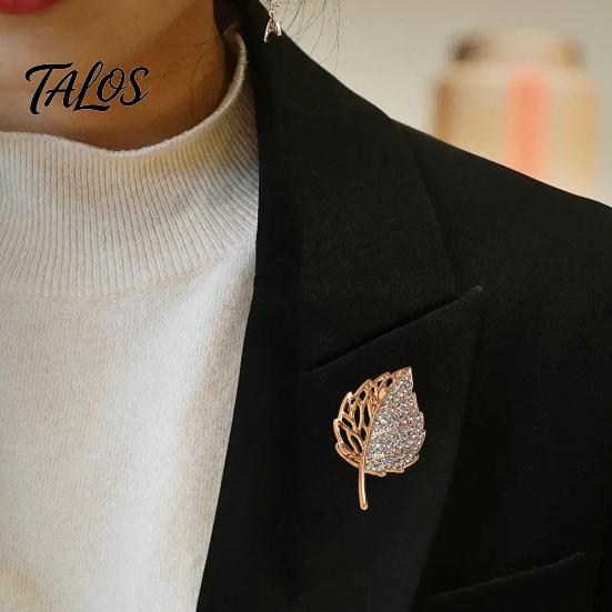 Alloy Leaf Pin Rhinestone Tree Brooch, Hollow Leaves Lapel Pin, Sweater Metal Cardigan Coat Clothing Accessories, Jewelry Gift for Women Girls