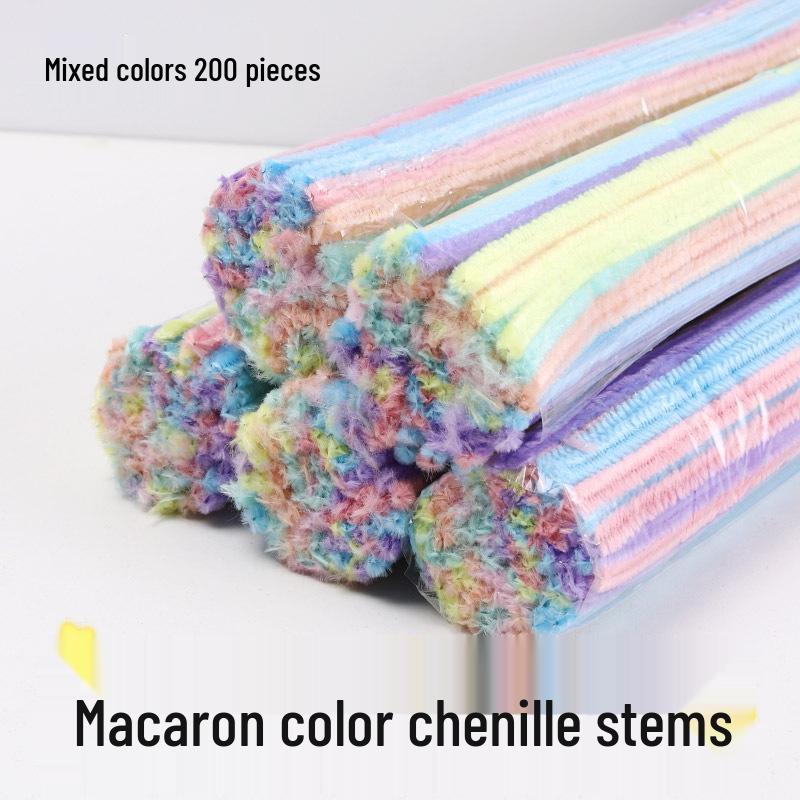 Ensemble de bâtons pour racines de cheveux DIY faits à la main: Peluche Twist Macaron Coloré Extra Dense pour Enfants