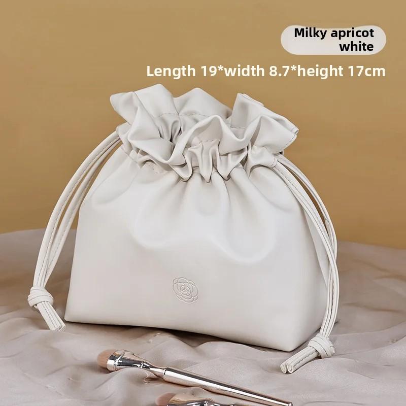 Lazy Cosmetics Organizer Portable Simple Bundle Mouth Makeup Bag Large Capacity High Value Classic Toiletry Bag Travel Essential белый