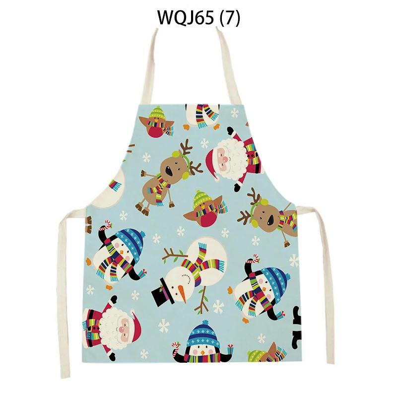 Christmas Apron Snowflake Tree Kitchen Apron Santa Claus Elk Snowman Print Aprons Dinner Party Cooking Apron Baking Accessories
