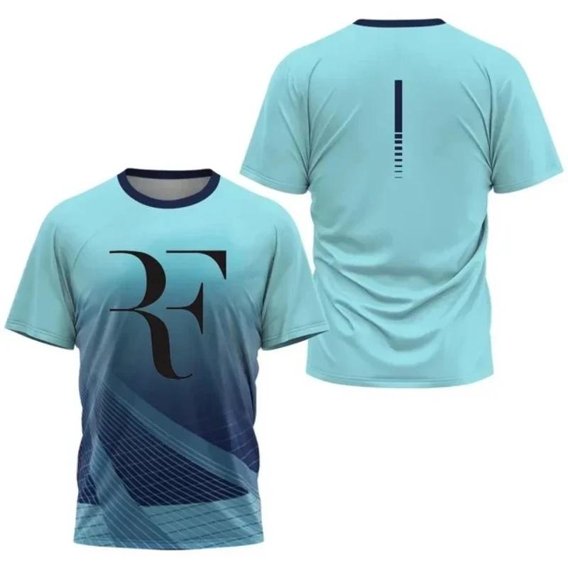 Sommer Herren Tennis Trainingsuniform, Roger Federer Rücktritts-Gedenk-Sportshirt, Lässige und Bequeme Kurzarm-Oberteile