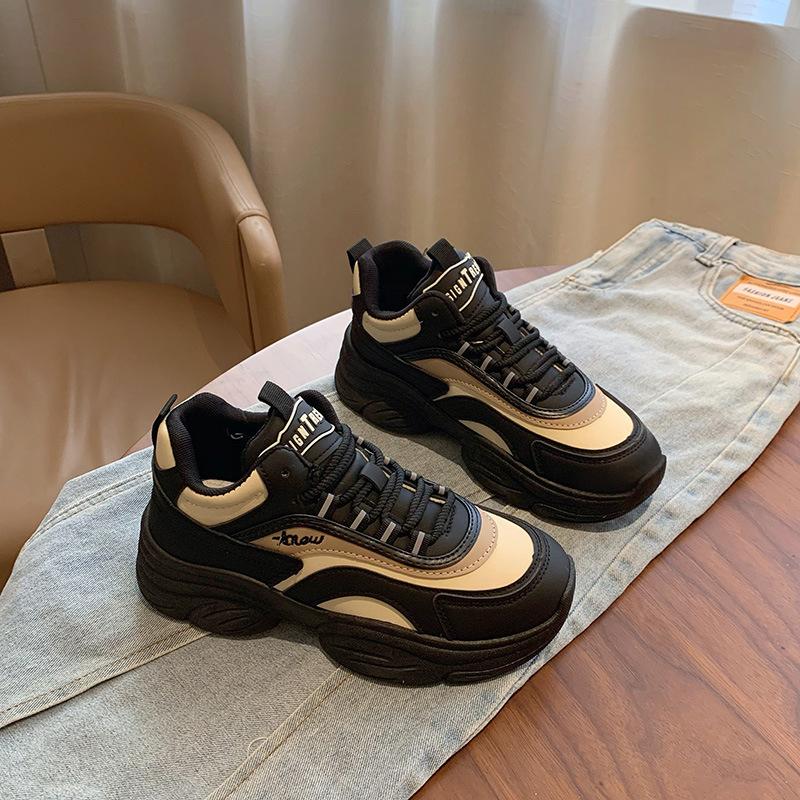 Ins Korean Version of the New High-top Dad Shoes for Women 2025 Autumn Student Running Sports Thick Sole Height Increase Leisure EP907