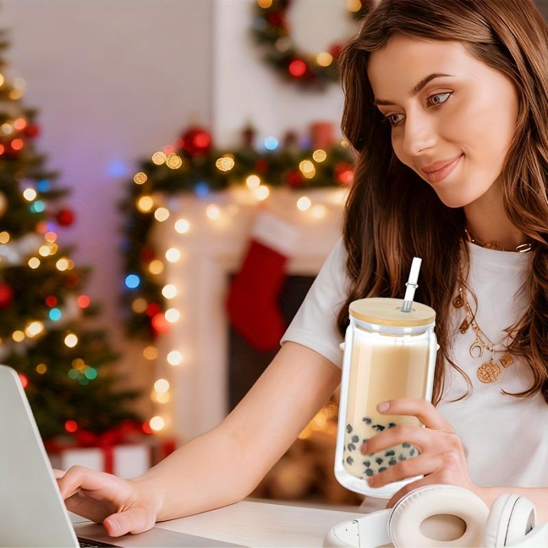 6PCS 16oz Double Wall Plastic Water Bottles with Straws Lids DIY Snowball Cup with Pre Drilled Hole Reusable Kids Drinkware Cups