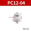 White Pneumatic Quick Connect Fittings, External Thread, PC4/6/8/10/12/14/16-M5/M6, Sizes 01-06
