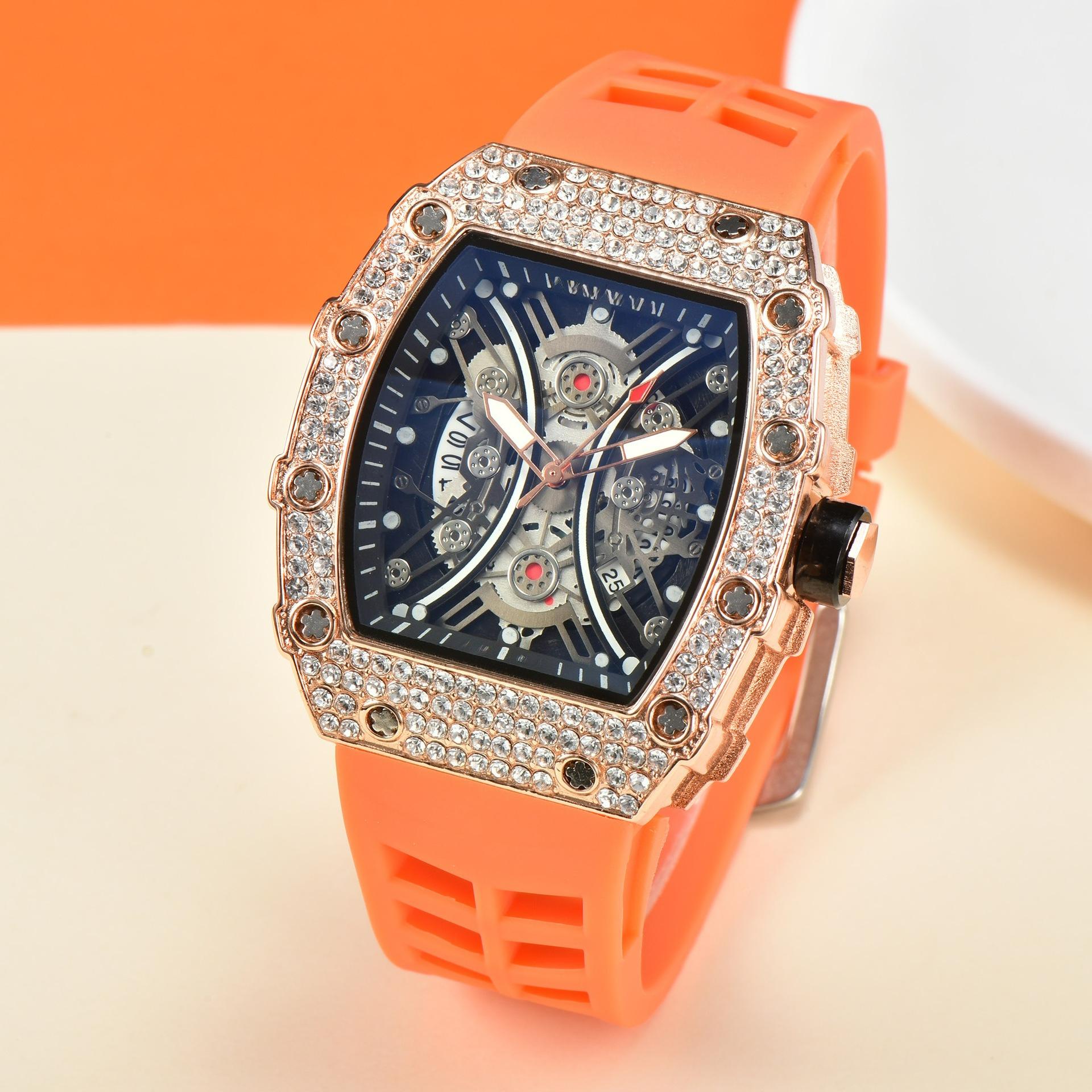 

Внешнеторговые часы из европейского кварца в форме винной бочки, инкрустированные бриллиантами