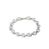 Bracelet Feuille Plaqué Or avec Incrustations de Zircon Hachuré et de Diamant