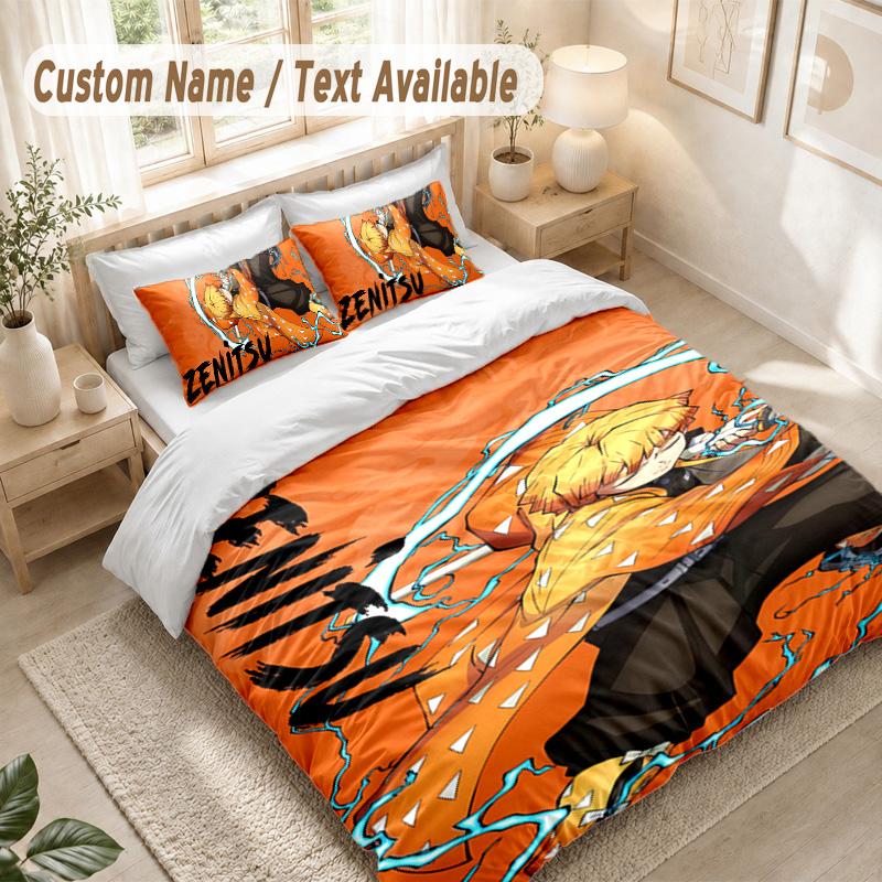 Demon Slayer Bedding Set, 1 Duvet Cover & 2 Pillowcases Soft Comfortable Bedroom Home Textile Decor