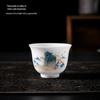Hand-Painted Ceramic Ice-Style Teacup, Mutton Fat Jade Finish, Landscape Design, Kung Fu Tea Set.