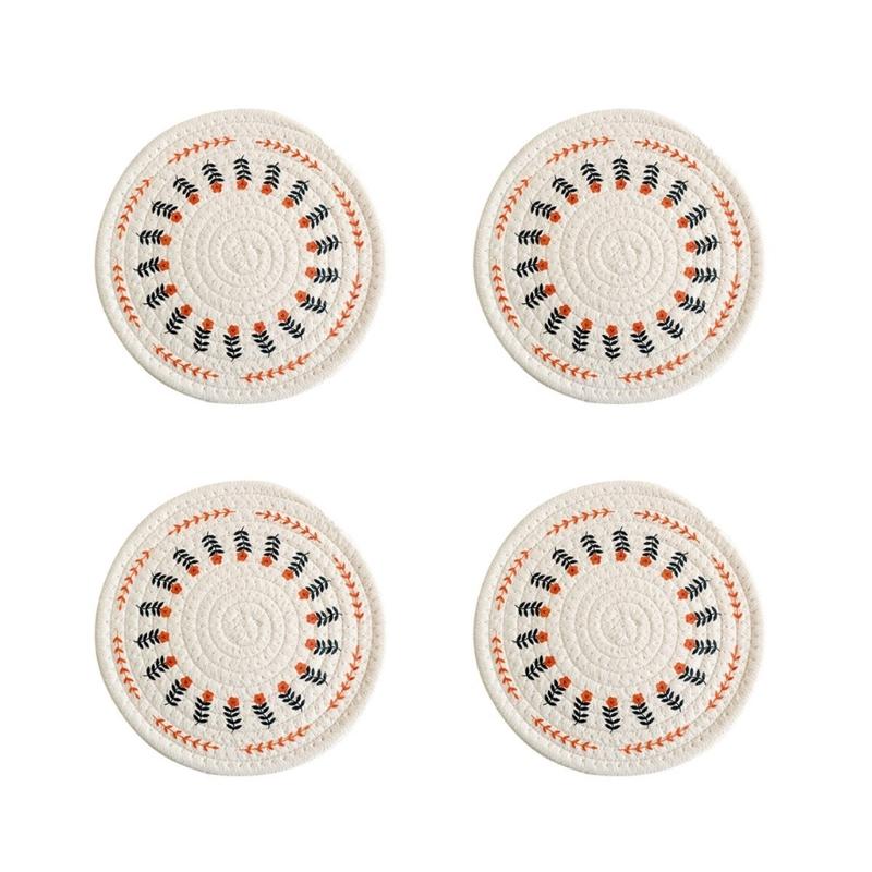 

Set of 4 Use Friendly Round Tables Mats Portable Heat Insulated Tables Placemats Elegant Round Dining Cushion 12cm