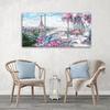Three piece picture canvas print Paris Eiffel Tower - Landscape - Pastel