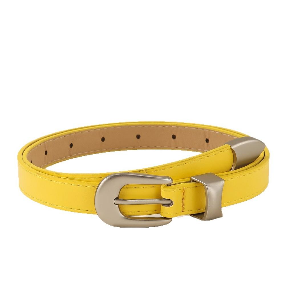 Solid Color Simple Metal Buckle Decoration Women Casual Belt For Daily Use
