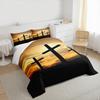 Three Crosses at Sunset Bedding set (1 duvet cover, 2 pillowcases, duvet not included), Calvary Religious Art Print