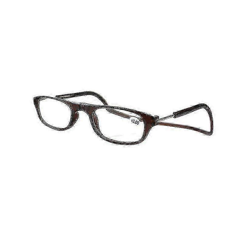 1.0 to 4.0 Magnification Magnetic Hanging Reading Glasses Front Snap Click Connect Neck Adjustable Nose Pads Lightweight