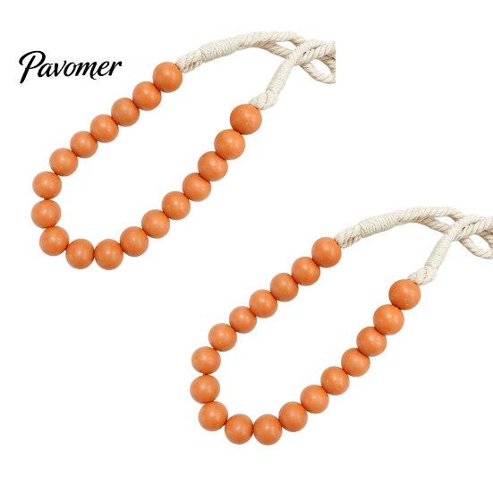 Reusable Curtain Ties 2Pcs Wood Bead Tiebacks, Holdbacks for Thin or Thick Window Draperies, Beautiful Buckles Boho Farmhouse Tie Backs Home