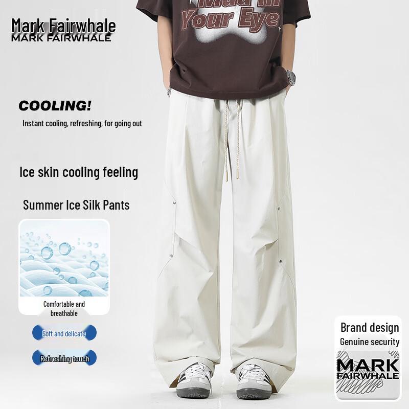 MARK FAIRWHALE Men s Ice Silk Relaxed Fit Straight-Leg Casual Pants M абрикосовый