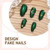 Fashion Press On Nail With Emerald Cats Eye Design Lightweight Full Cover Stick On Nail for Women Manicure