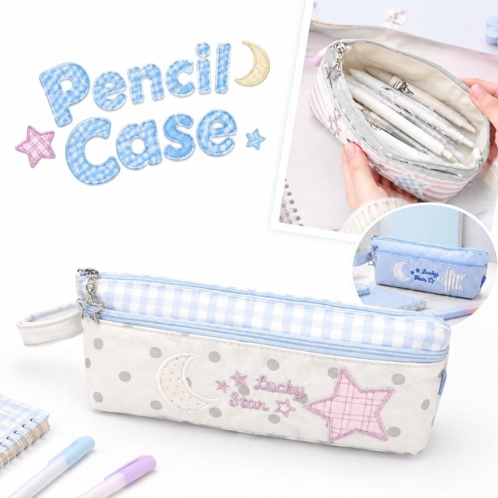 Large Capacity Pencil Case Plaid Stationery Storage Bag Gifts Pen Bag For Students