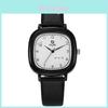 Student Fashion Square Heart Quartz Watch For High School Exams With Leather Strap