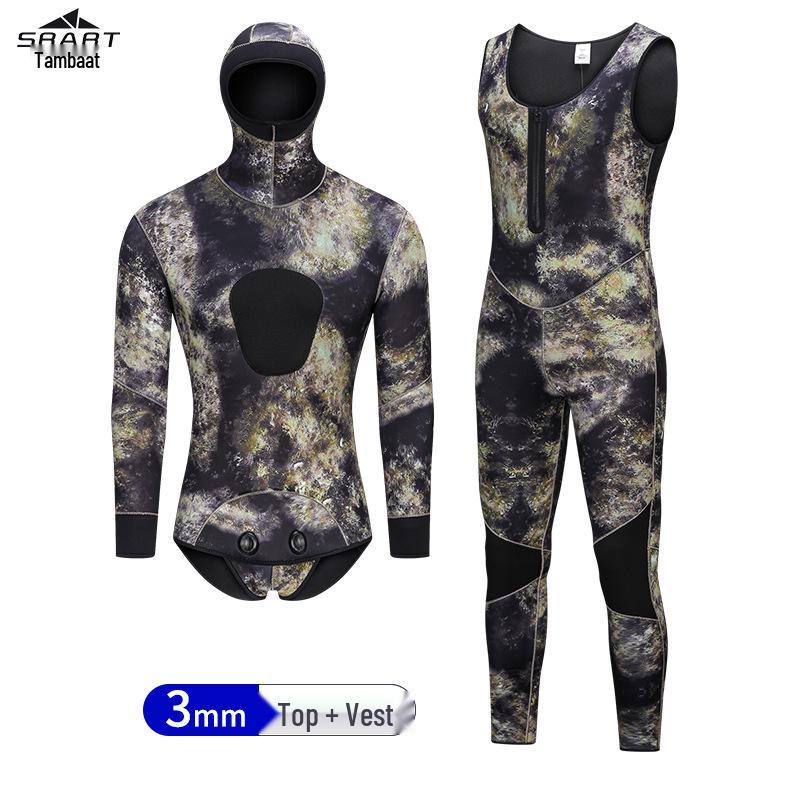 

Men s 3MM & 5MM Camouflage Wetsuit for Surfing, Freediving, and Fishing - Cold-Proof and Warm One-Piece Suit XL