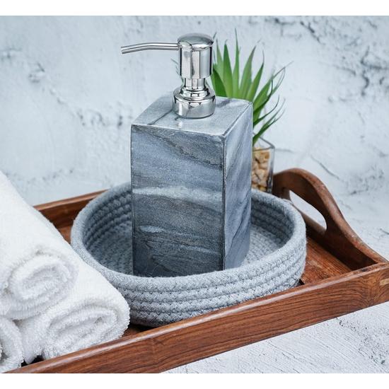 Crocon Černý mramor Plnitelná dávkovací pumpička Láhev pro koupelnovou a kuchyňskou dekoraci Sada doplňků na umyvadlo :- (7x7x18cm)