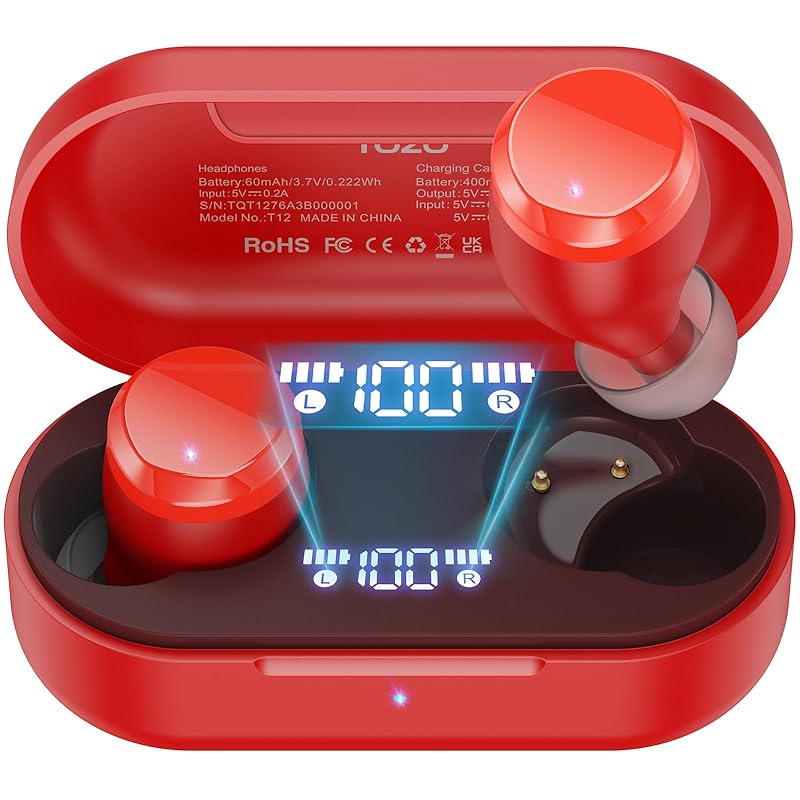 

TOZO T12 wireless earphones 2025 The ultimate sound experience Powerful and delicate sound LED display battery level indication IPX8 fully waterproof