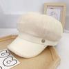 Fragrant Style Stripe British Style Letters PU Leather Women Berets Painter Hat Korean Style Hat