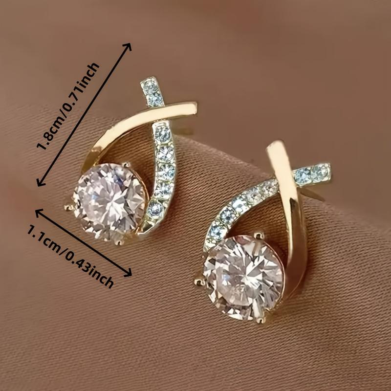 Pair Cross Shaped Stud Earrings Versatile Daily Wear Simple Elegant Cute Noble Ear Accessories Suitable for Daily Commuting