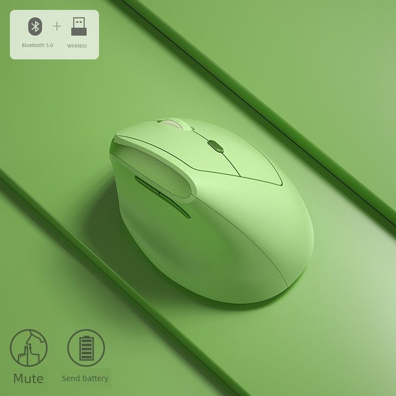 

Эргономичная вертикальная мышь Bow с двойным режимом Bluetooth Green grass [dual-mode mouse] to send battery