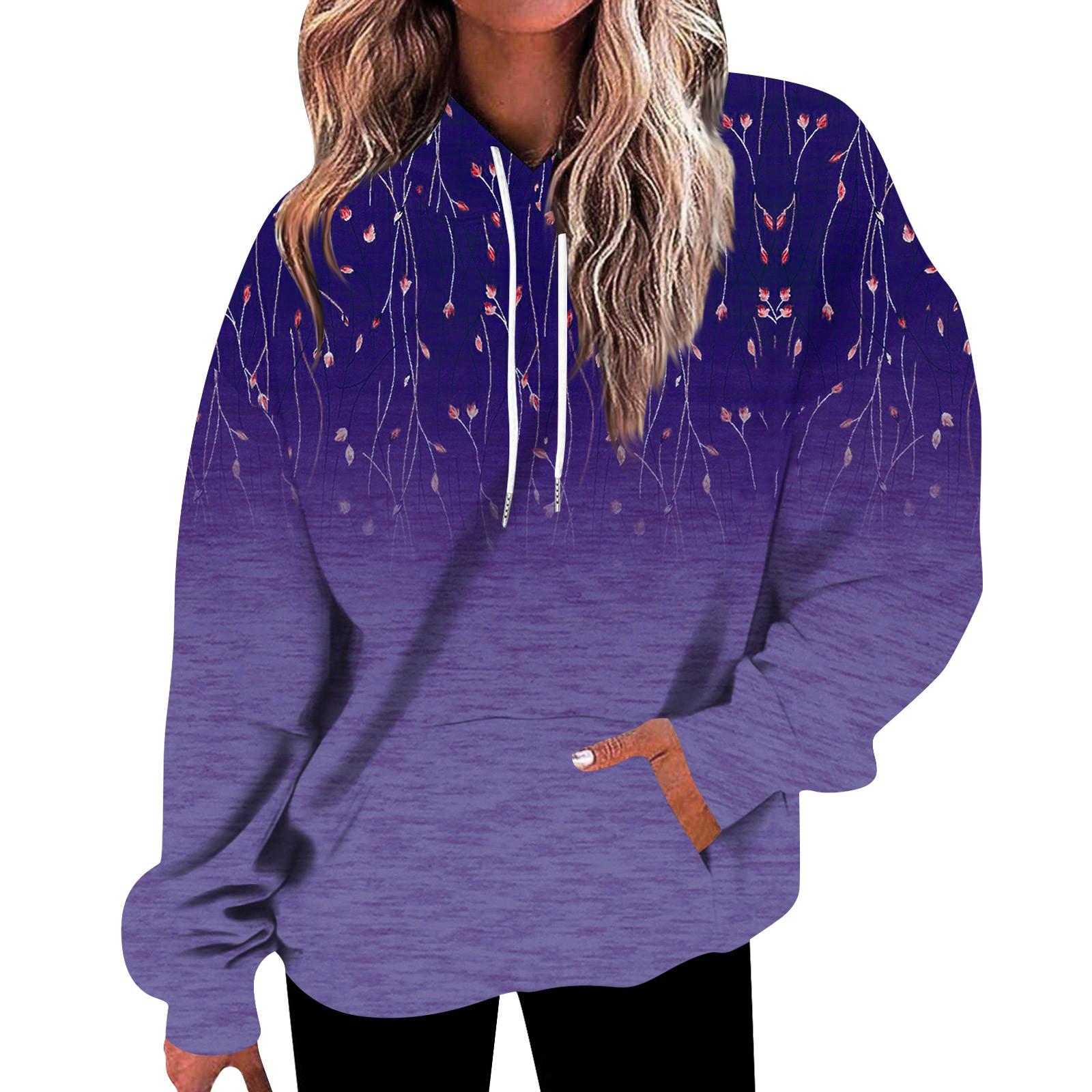 

Женская мода, свободная повседневная толстовка с длинным рукавом и цветочным принтом, толстовка с принтом листьев, топ XXL
