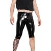 Sexy Men Double Side U Convex Pouch Half Pants Pvc Shiny Pants Tight Faux Leather Latex Pu Fashion Hot Short Elastic Legging