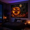 Halloween Tapestry Pumpkin Maple Leaf Spider Moon Print Bedroom Living Room Party Wall Hanging Decor Cloth