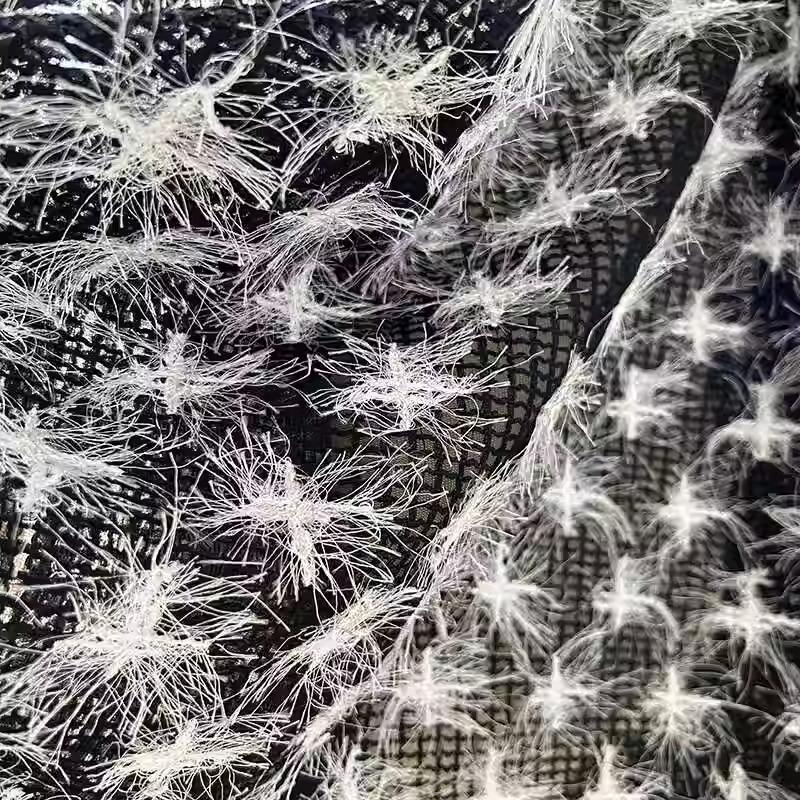 1yard Weaving Mesh Fabric for Clothing 3D Dandelion Embroidery Tissu Wedding Dress Cheongsam Matirial Fabric for Dress