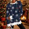 Women's Christmas Print Crewneck Sweatshirt with Scalloped Wavy Hem Long Sleeve Pullover Top for Holiday Casual Wear