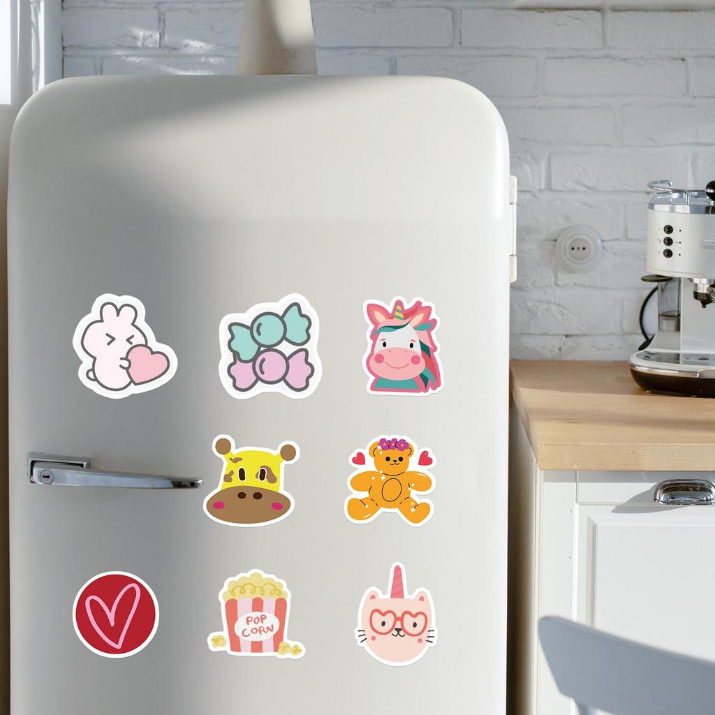 100PCS Waterproof Cute Cartoon Stickers for Refrigerators & Phones - Creative DIY Decoration for Kids