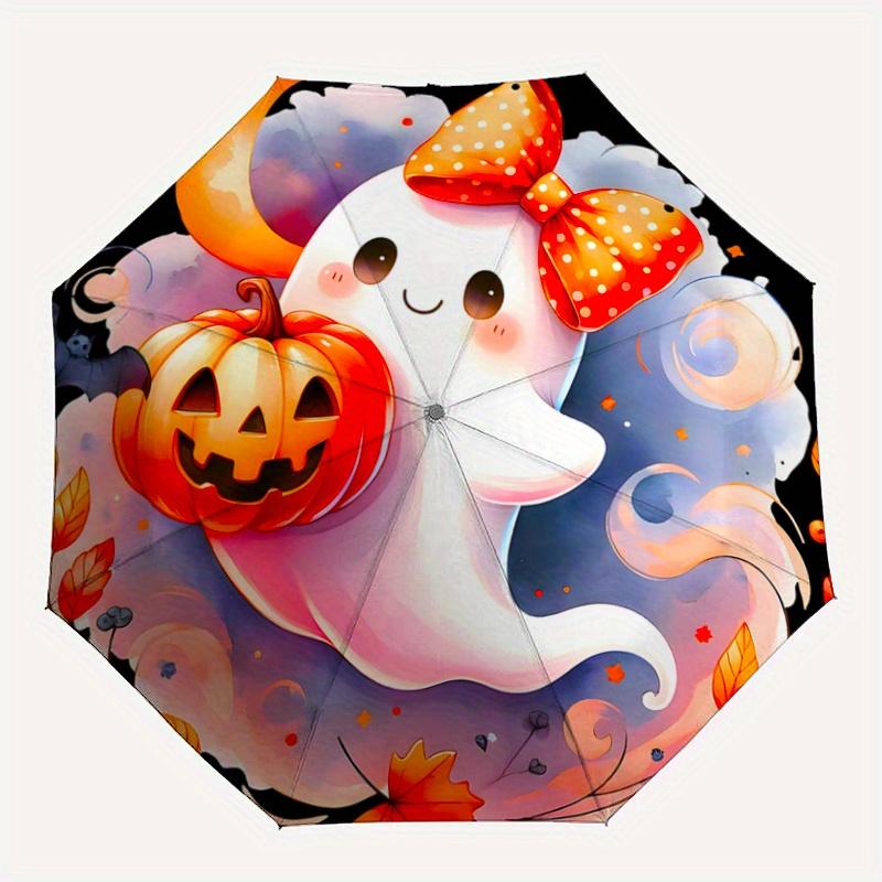 1pc Adorable Ghost & Pumpkin Halloween Automatic Opening and Closing Umbrella - Suitable for Various Occasions, Outdoor Activities, Lightwei