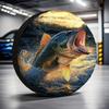 Jumping Largemouth Bass Spatter Waterproof Polyester Tire Cover Spare Wheel Protector Cover for SUV