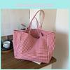 Checkered Simple Pattern Large Capacity Women Casual Canvas Tote Bag For Daily