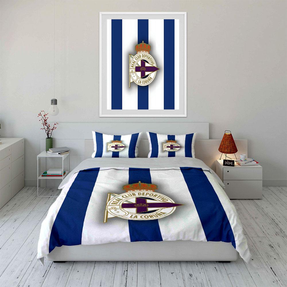 Blue-white stripes, club emblem. Bedding sets Duvet cover sets Duvet covers Pillowcases(1 * Duvet Cover 2 * Pillowcases without duvet insert)