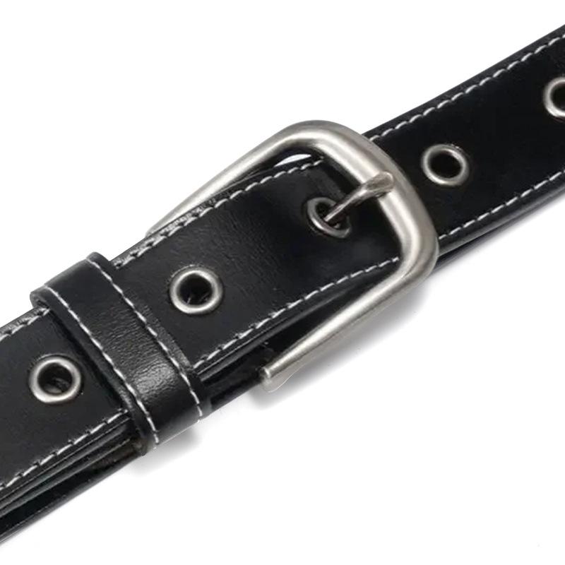 Women's Top Layer Cowhide Korean Wide Jeans Belt Simple Pin Buckle Casual and Versatile 3.0 Car Line Belt
