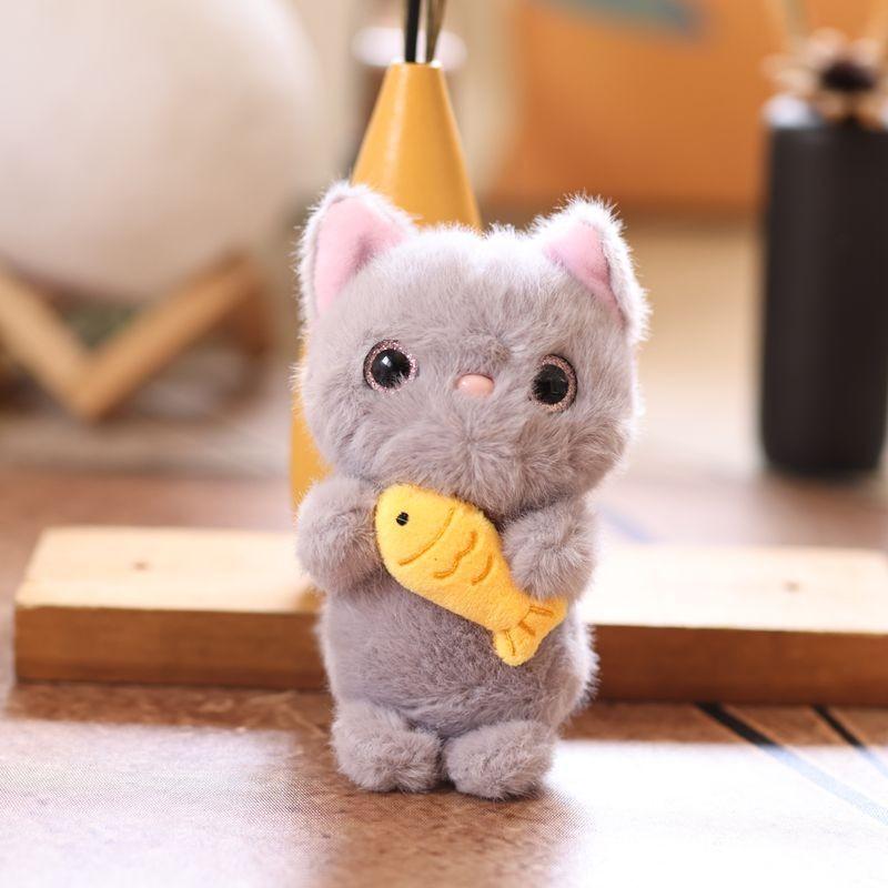 Plush Cat Keychain With Pp Cotton Filling For Bag Decoration And Gift Idea