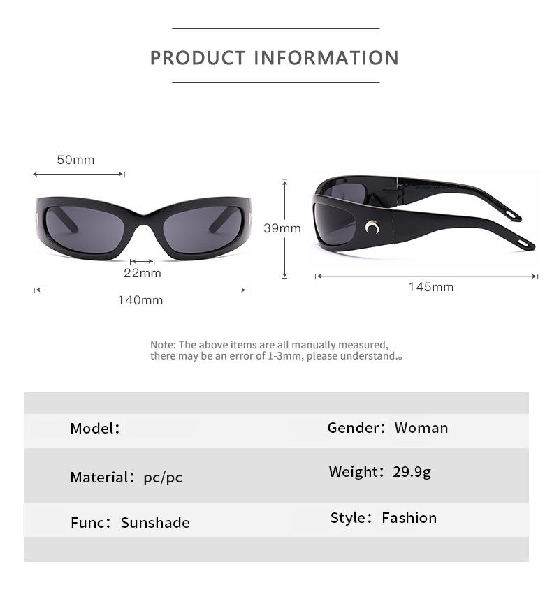 New Moon Rectangular Sunglasses for Women Man Vintage Outdoor Cycling Sports Hip Hop Punk Sun Glasses UV400 Trend Female
