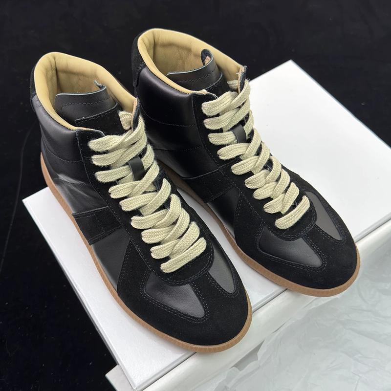 Genuine Leather Flat Bottom High Top Shoes Unisex Outdoor Walking Fashion German Training Shoes Designer Casual Footwear