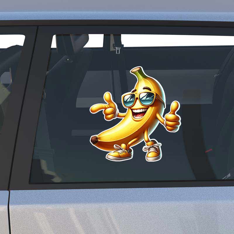 Lustige Bananen-Frucht Autoaufkleber Wasserdichte Vinyl-Aufkleber Karosserie Fenster Stoßstange Dekoration Motorradhelm Aufkleber TM198