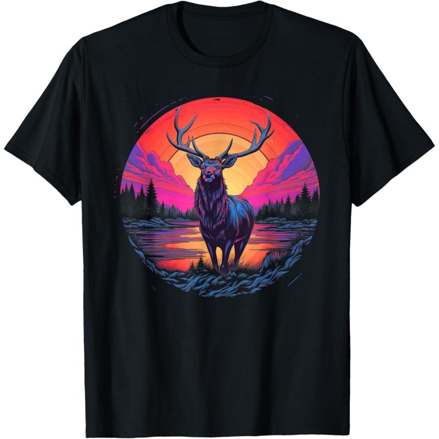 

Retro Sunset Elk T-Shirt XXXXXL чорний