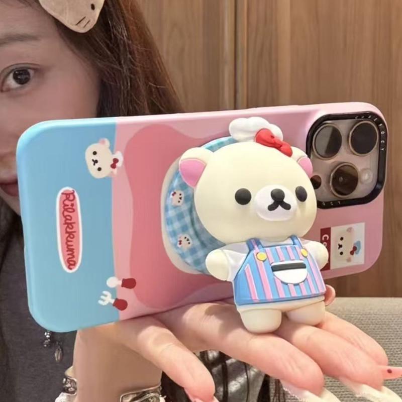 Rilakkuma Apple 16 Pro Phone Case with 17 Film, 13 Magnetic Bracket, and 15 Pro Style