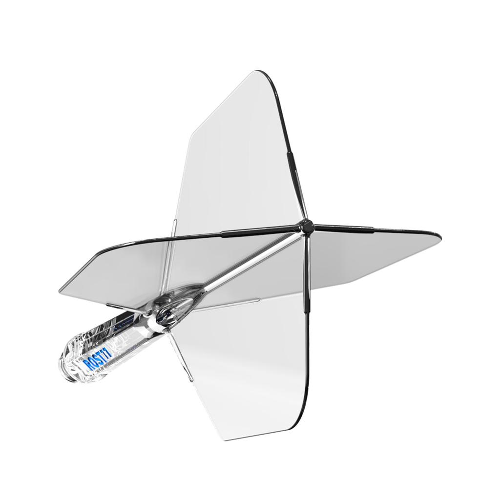 CUESOUL ROST 77 Transparent Big Wing Set of Clear and Blue with Small One-Piece Flights, Shape, 3, Flights, Yellow, Red, Tri-Color Logo,
