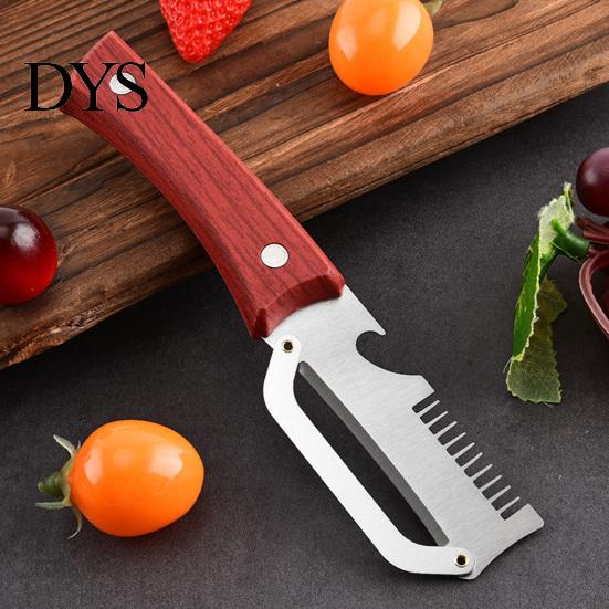 Easy Peel Vegetable Tool Peeler with Wooden Handle Stainless Steel Blade Kitchen Fast Peeling Built-in Bottle Opener for And Slicing Vegetables
