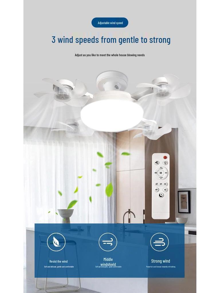 Nordic Style Remote Control Ceiling Fan with Light - Variable Frequency, Strong Wind for Bedroom