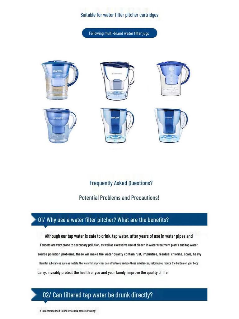 Wasserfilterkanne mit Aktivkohlefilter für den Küchengebrauch
