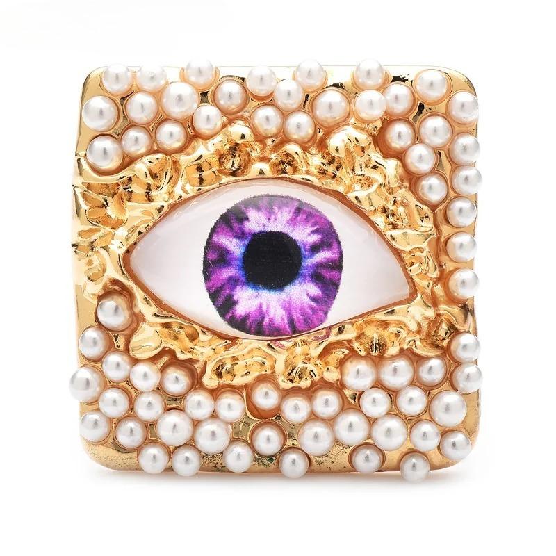 

Simulation Pearl Eye Brooch for Women Party Office Badge Pins Gifts фіолетовий
